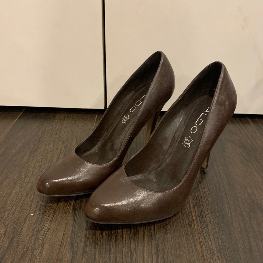 Brown leather heels